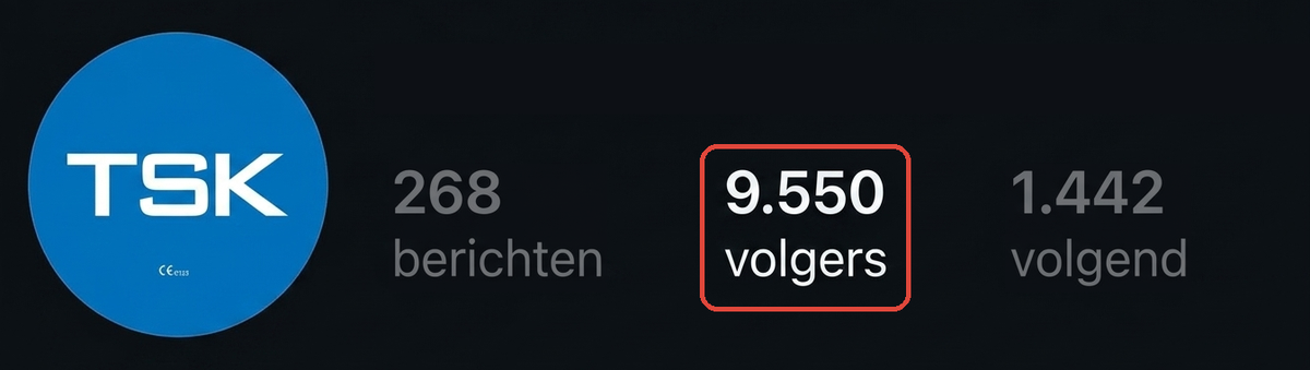 Instagram-profiel voor de samenwerking: 9.550 volgers