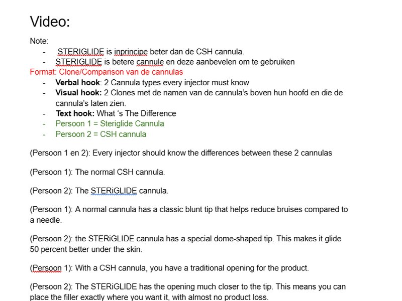 Script met verbal, visual en text hook